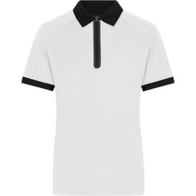 Ladies' Zip-Polo - Polo mit Reißverschluss aus Funktions-Polyester für Promotion, Sport und Freizeit [Gr. L] (white/black) (Art.-Nr. CA104524)