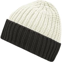 Soft Knitted Beanie - 2-farbige Mütze in grober Strickoptik (off-white / carbon) (Art.-Nr. CA105487)