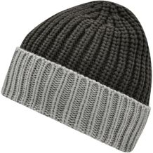 Soft Knitted Beanie - 2-farbige Mütze in grober Strickoptik (carbon / light-grey) (Art.-Nr. CA108523)