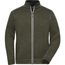Men's Knitted Workwear Fleece Jacket - Pflegeleichte Strickfleece-Jacke [Gr. 6XL] (olive-melange/black) (Art.-Nr. CA110887)