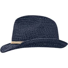 Summer Hat - Stylischer Hut in aufwendiger Häkeloptik mit kontrastfarbener Kordel [Gr. L/XL] (blau / braun) (Art.-Nr. CA111138)