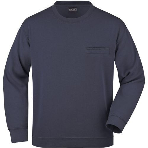 Men's Round Sweat Pocket - Klassisches Sweatshirt mit Brusttasche [Gr. L] (Art.-Nr. CA113230) - Hochwertige Sweat-Qualität mit angeraut...