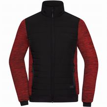 Ladies' Padded Hybrid Jacket - Wattierte Jacke mit Stehkragen im attraktiven Materialmix [Gr. XL] (black/red-melange) (Art.-Nr. CA113583)