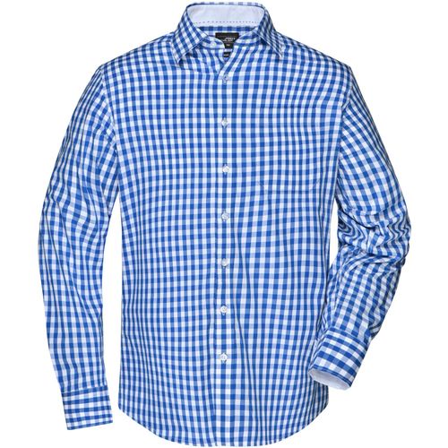 Men's Checked Shirt - Modisches Karoshirt mit Uni-Einsätzen an Kragen und Manschette [Gr. M] (Art.-Nr. CA113988) - Hochwertige, bügelleichte Popeline-Qual...