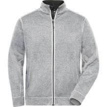 Men's Knitted Workwear Fleece Jacket - Pflegeleichte Strickfleece-Jacke [Gr. L] (white-melange/carbon) (Art.-Nr. CA117895)