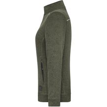 Ladies' Knitted Workwear Fleece Jacket - Pflegeleichte Strickfleece-Jacke (olive-melange / black) (Art.-Nr. CA119067)