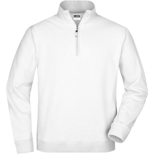 Round-Neck Zip - Sweatshirt mit Stehkragen und kurzem Reißverschluss [Gr. M] (Art.-Nr. CA121538) - Hochwertige French-Terry-Qualität...