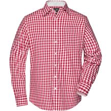 Men's Checked Shirt - Modisches Karoshirt mit Uni-Einsätzen an Kragen und Manschette [Gr. XXL] (red/white) (Art.-Nr. CA124410)