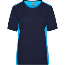 Ladies' Workwear T-Shirt - Strapazierfähiges und pflegeleichtes T-Shirt mit Kontrasteinsätzen [Gr. 4XL] (navy/turquoise) (Art.-Nr. CA124820)