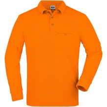 Men's Workwear Polo Pocket Longsleeve - Pflegeleichtes und strapazierfähiges Langarm Polo mit Brusttasche [Gr. 5XL] (orange) (Art.-Nr. CA125265)