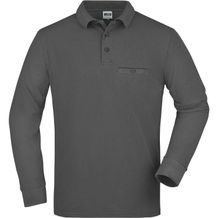 Men's Workwear Polo Pocket Longsleeve - Pflegeleichtes und strapazierfähiges Langarm Polo mit Brusttasche [Gr. 4XL] (dark-grey) (Art.-Nr. CA125318)