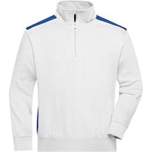 Workwear Half-Zip Sweat - Sweatshirt mit Stehkragen, Reißverschluss und Kontrasteinsätzen [Gr. XXL] (white/royal) (Art.-Nr. CA128569)