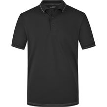 Men's Elastic Polo - Hochwertiges Poloshirt mit Kontraststreifen [Gr. 3XL] (black/white) (Art.-Nr. CA133150)