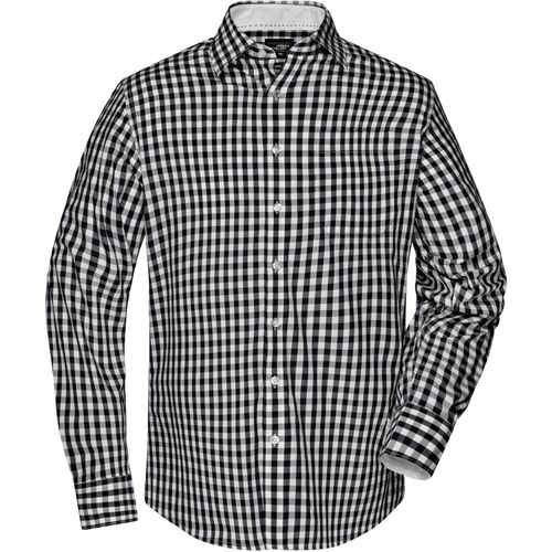 Men's Checked Shirt - Modisches Karoshirt mit Uni-Einsätzen an Kragen und Manschette [Gr. M] (Art.-Nr. CA135335) - Hochwertige, bügelleichte Popeline-Qual...