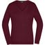 Ladies' V-Neck Pullover - Klassischer Baumwoll-Pullover [Gr. S] (bordeaux) (Art.-Nr. CA145405)