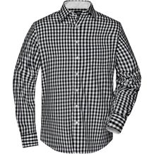 Men's Checked Shirt - Modisches Karoshirt mit Uni-Einsätzen an Kragen und Manschette [Gr. 3XL] (black/white) (Art.-Nr. CA148171)