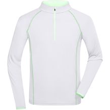 Men's Sports Shirt Longsleeve - Langarm Funktionsshirt für Fitness und Sport [Gr. S] (white/bright-green) (Art.-Nr. CA148322)