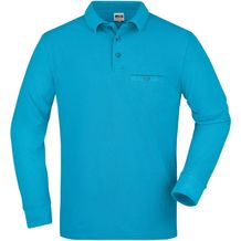 Men's Workwear Polo Pocket Longsleeve - Pflegeleichtes und strapazierfähiges Langarm Polo mit Brusttasche [Gr. XXL] (Turquoise) (Art.-Nr. CA149004)