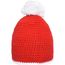 Pompon Hat with Contrast Stripe - Häkelmütze mit Kontrastrand und Pompon (red/white) (Art.-Nr. CA151124)