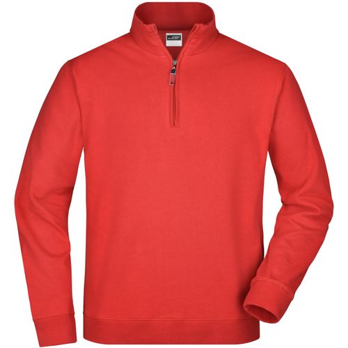 Round-Neck Zip - Sweatshirt mit Stehkragen und kurzem Reißverschluss [Gr. XL] (Art.-Nr. CA154726) - Hochwertige French-Terry-Qualität...