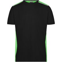 Men's Workwear T-Shirt - Strapazierfähiges und pflegeleichtes T-Shirt mit Kontrasteinsätzen [Gr. 5XL] (black/lime-green) (Art.-Nr. CA157188)