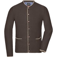 Men's Traditional Knitted Jacket - Strickjacke im klassischen Trachtenlook [Gr. M] (brown-melange/beige/royal) (Art.-Nr. CA158738)