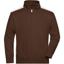 Workwear Half-Zip Sweat - Sweatshirt mit Stehkragen, Reißverschluss und Kontrasteinsätzen [Gr. 4XL] (brown/stone) (Art.-Nr. CA160901)