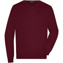 Men's V-Neck Pullover - Klassischer Baumwoll-Pullover [Gr. 3XL] (bordeaux) (Art.-Nr. CA163927)