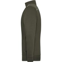 Men's Workwear Sweat-Jacket - SOLID - - Sweat-Jacke mit Stehkragen und Kontrastpaspel [Gr. XXL] (braun / grün / oliv) (Art.-Nr. CA164177)