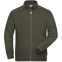 Men's Workwear Sweat-Jacket - Sweatjacke mit Stehkragen und Kontrastpaspel [Gr. XXL] (olive) (Art.-Nr. CA164177)