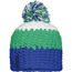 Crocheted Cap with Pompon - Angesagte 3-farbige Häkelmütze mit Pompon (aqua/lime-green/white) (Art.-Nr. CA164860)