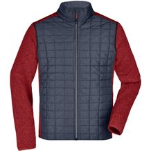 Men's Knitted Hybrid Jacket - Strickfleecejacke im stylischen Materialmix [Gr. M] (red-melange/anthracite-melange) (Art.-Nr. CA165300)