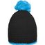 Pompon Hat with Contrast Stripe - Häkelmütze mit Kontrastrand und Pompon (black/turquoise) (Art.-Nr. CA167967)