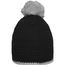 Pompon Hat with Contrast Stripe - Häkelmütze mit Kontrastrand und Pompon (black/light-grey) (Art.-Nr. CA170526)
