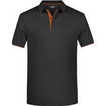 Men's Polo Stripe - Klassisches Polo mit Kontraststreifen [Gr. S] (black/orange) (Art.-Nr. CA174109)
