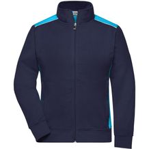 Ladies' Workwear Sweat Jacket - Sweatjacke mit Stehkragen und Kontrasteinsätzen [Gr. XS] (navy/turquoise) (Art.-Nr. CA174944)