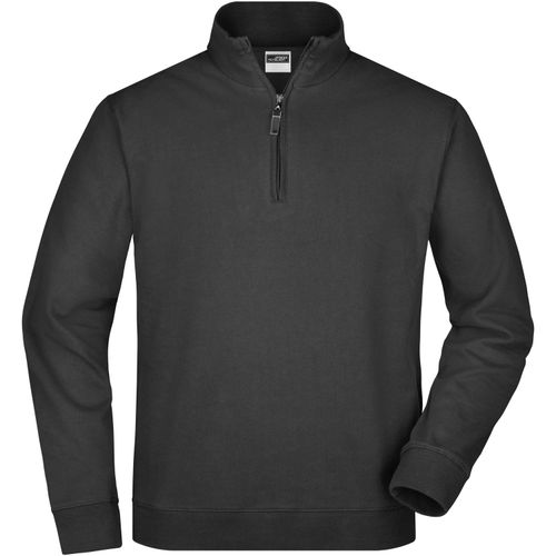 Round-Neck Zip - Sweatshirt mit Stehkragen und kurzem Reißverschluss [Gr. XXL] (Art.-Nr. CA176140) - Hochwertige French-Terry-Qualität...