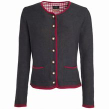 Ladies' Traditional Knitted Jacket - Strickjacke im klassischen Trachtenlook [Gr. XL] (anthracite-melange/red/red) (Art.-Nr. CA176151)
