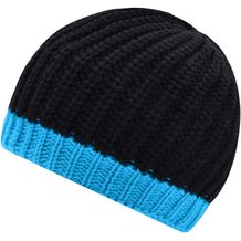 Wintersport Hat - Strickmütze mit Kontrastabschluss (schwarz / blau) (Art.-Nr. CA176357)
