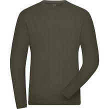 Men's BIO Stretch-Longsleeve Work - Langarm Shirt aus weichem Elastic-Single-Jersey [Gr. XS] (olive) (Art.-Nr. CA177152)