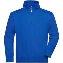 Workwear Half-Zip Sweat - Sweatshirt mit Stehkragen, Reißverschluss und Kontrasteinsätzen [Gr. XS] (royal/white) (Art.-Nr. CA181150)