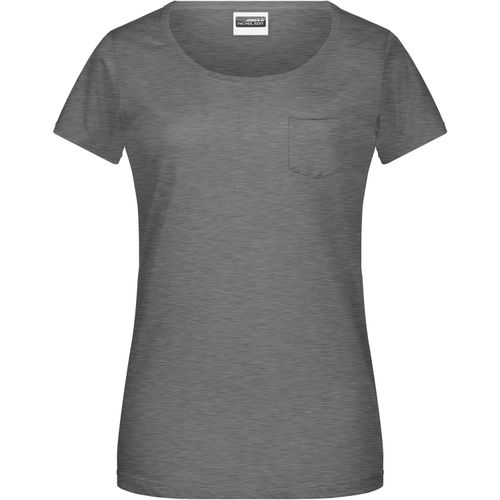 Ladies'-T Pocket - T-Shirt mit modischer Brusttasche [Gr. XS] (Art.-Nr. CA181882) - 100% gekämmte, ringgesponnene BIO-Baumw...
