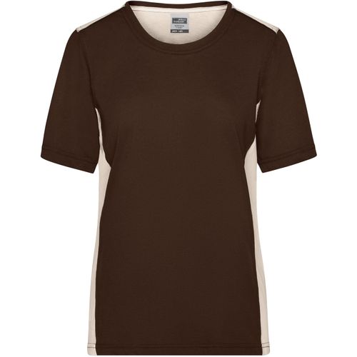 Ladies' Workwear T-Shirt - Strapazierfähiges und pflegeleichtes T-Shirt mit Kontrasteinsätzen [Gr. 4XL] (Art.-Nr. CA185108) - Materialmix aus Baumwolle und Polyester...