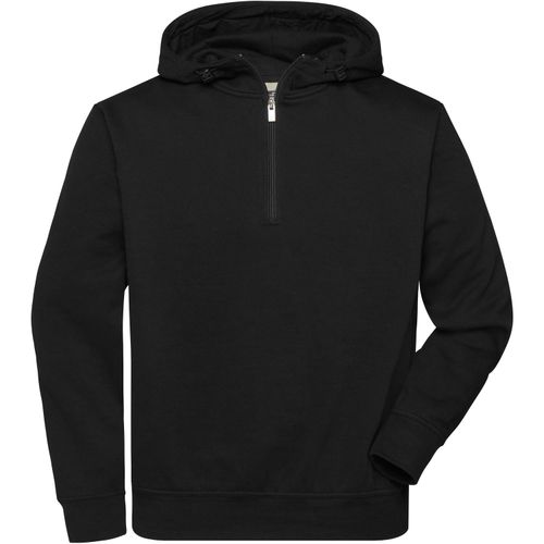 BIO Workwear-Half Zip Hoody - Sweatshirt mit Kapuze und Reißverschluss [Gr. L] (Art.-Nr. CA185173) - Strapazierfähige, pflegeleichte Baumwol...