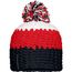 Crocheted Cap with Pompon - Angesagte 3-farbige Häkelmütze mit Pompon (navy/red/white) (Art.-Nr. CA185428)