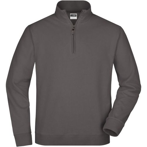 Round-Neck Zip - Sweatshirt mit Stehkragen und kurzem Reißverschluss [Gr. XL] (Art.-Nr. CA188920) - Hochwertige French-Terry-Qualität...