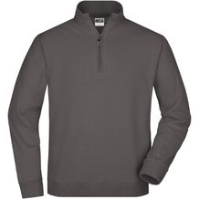 Round-Neck Zip - Sweatshirt mit Stehkragen und kurzem Reißverschluss [Gr. XL] (carbon) (Art.-Nr. CA188920)