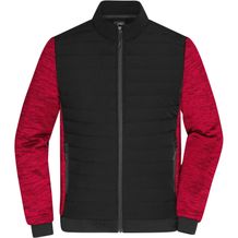 Men's Padded Hybrid Jacket - Wattierte Jacke mit Stehkragen im attraktiven Materialmix [Gr. L] (black/red-melange) (Art.-Nr. CA198269)