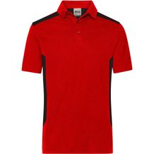 Men's Workwear Polo - Strapazierfähiges und pflegeleichtes Polo mit Kontrasteinsätzen [Gr. 4XL] (red/black) (Art.-Nr. CA204486)