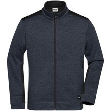 Men's Knitted Workwear Fleece Jacket - Pflegeleichte Strickfleece Jacke im Materialmix [Gr. L] (carbon-melange/black) (Art.-Nr. CA206221)